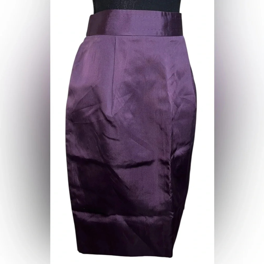 Tory Burch Purple Satin A-Line Skirt